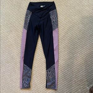 Dark grey and Pink Leopard Print Leggings